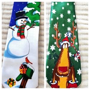 Set of Christmas Ties, Snowman, Reindeer